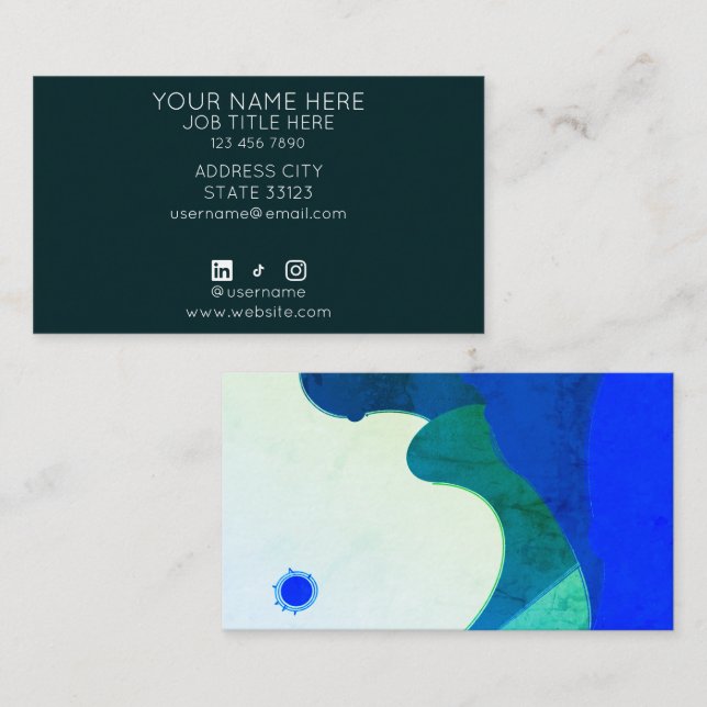 Watercolor Waves Business Card Visitenkarte (Vorne/Hinten)