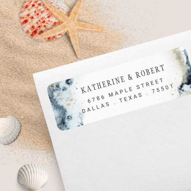 Watercolor Waves Hochzeitrücksendekennzeichen (Von Creator hochgeladen)