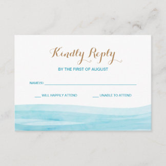 Watercolor Waves Ocean Beach Wedding Response Card RSVP Karte
