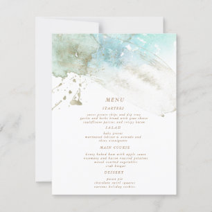 Watercolor Waves Pastel Wedel Dinner Menü Karte
