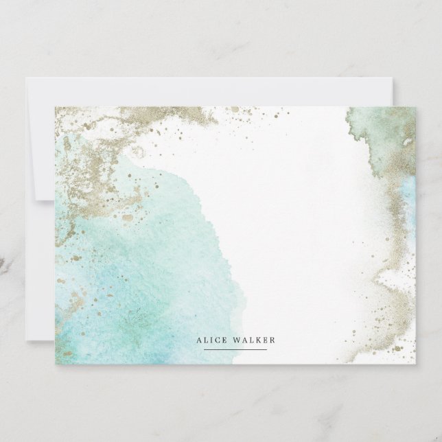 Watercolor Waves Sand Pastel Stationery Note Card Mitteilungskarte (Vorderseite)