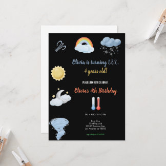 WATERCOLOR WEATHER BIRTHDAY PARTY INVITATION EINLADUNG