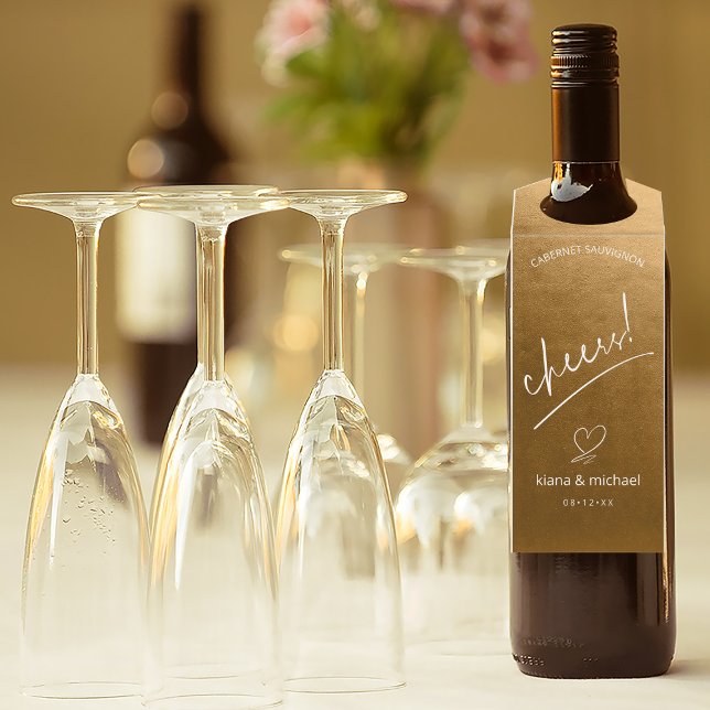 Watercolor Wedding Cheers Autumn Gold ID786 Flaschenanhänger (Wine Bottle In Situ)