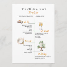 Watercolor Wedding day Timeline Flat Program