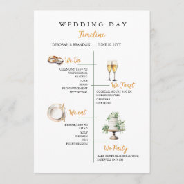 Watercolor Wedding day Timeline Flat Program Programm