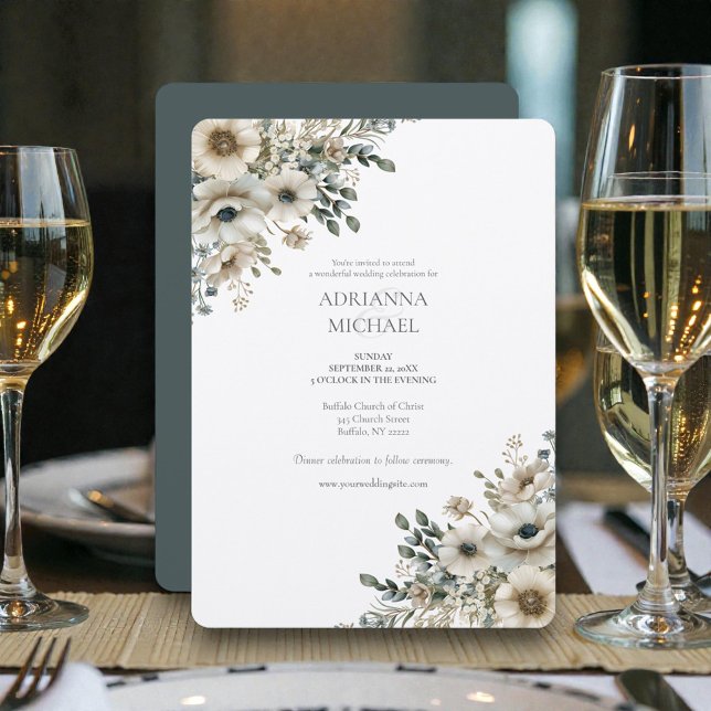 Watercolor Wedding Flowers Einladung (Von Creator hochgeladen)