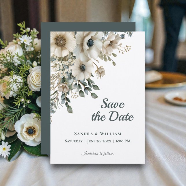 Watercolor Wedding Flowers Save the Date Einladung (Von Creator hochgeladen)