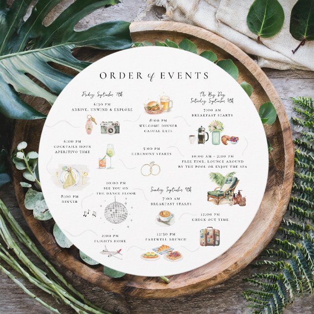 Watercolor Wedding Weekend Order of Events Einladung (Von Creator hochgeladen)
