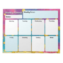 Watercolor Weekekly Planer Notepad