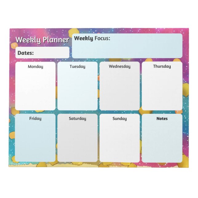 Watercolor Weekekly Planer Notepad Notizblock (Vorderseite)