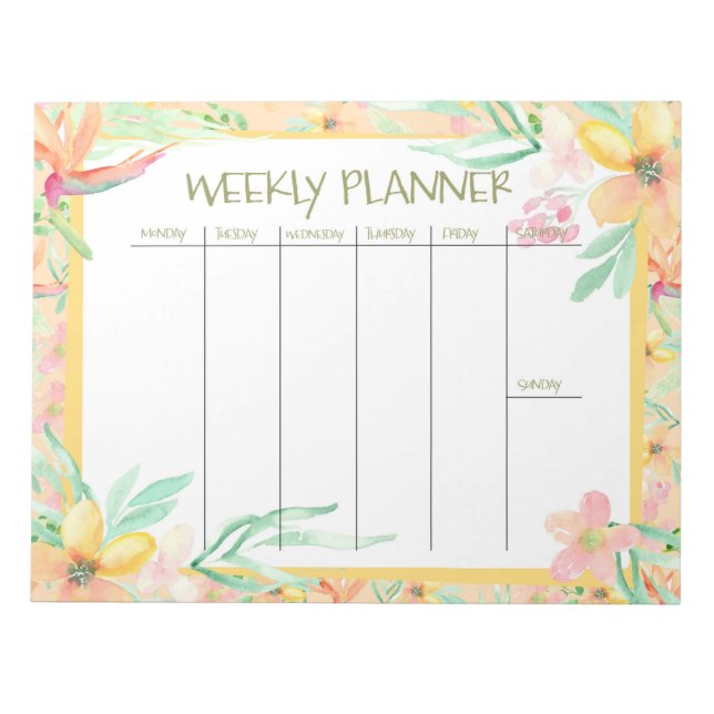 Watercolor Weekly Planner Notizblock (Vorderseite)