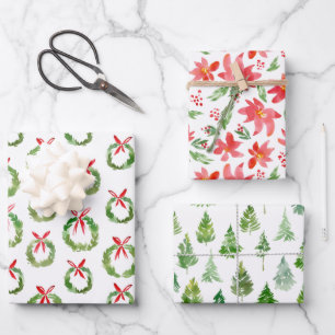 Watercolor-Weihnachten im Prep-Stil Geschenkpapier Set