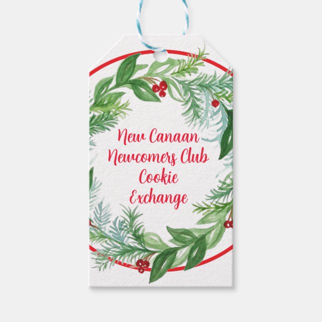 Watercolor Weihnachten Weihnachts-Kekse Geschenkanhänger (Vorderseite)