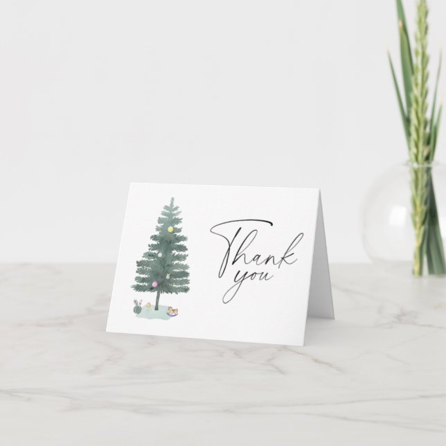 Watercolor Weihnachtsbaum Danke (Vorderseite)