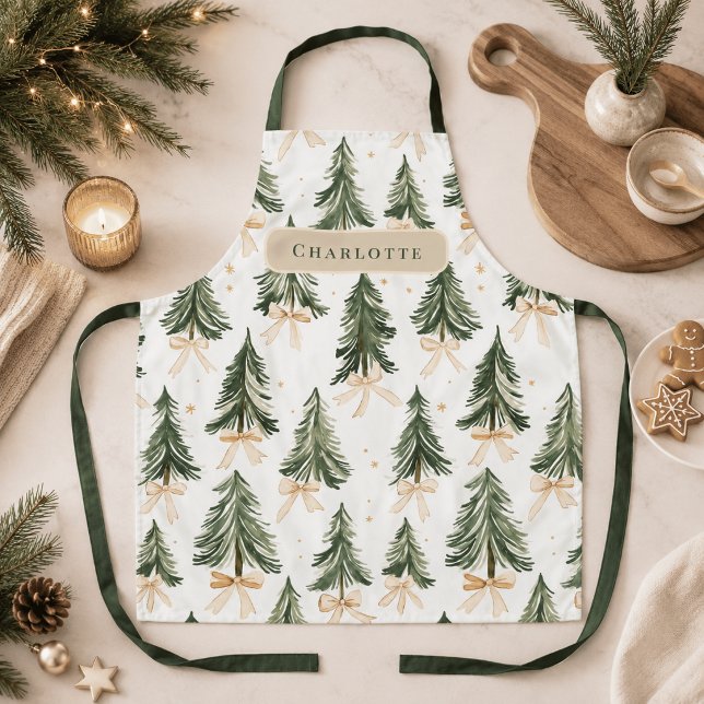 Watercolor-Weihnachtsbaum-Geschenkpapier Schürze (Von Creator hochgeladen)