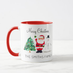 Watercolor-Weihnachtsbaum Santa Schneemann Festlic Tasse