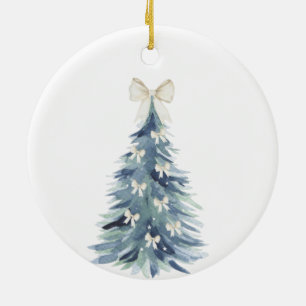 Watercolor Weihnachtsbaum-Schleife Unser erstes We Keramik Ornament