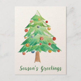 Watercolor-Weihnachtsbaum-Unternehmens-Feiertagska Feiertagspostkarte
