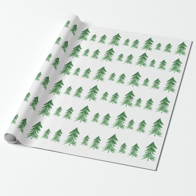 Watercolor Weihnachtsbaum Wrapping Paper Geschenkpapier (Ungerollt)