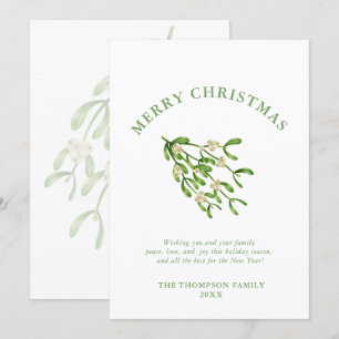 Watercolor Weihnachtsbeeren Zweige Grüne Feiertagskarte