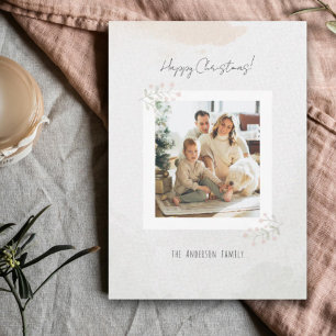 Watercolor Weihnachtsblume Zierlich Personalisiert Feiertagskarte