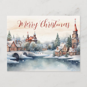 Watercolor Weihnachtsdorf Postcard! Postkarte