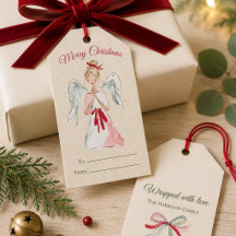 Watercolor-Weihnachtsengel-Geschenkanhänger