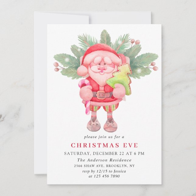 Watercolor Weihnachtsfeier Weihnachten Einladung (Vorderseite)