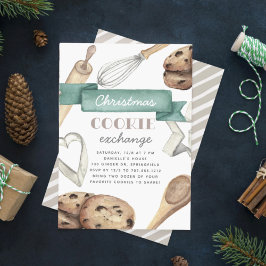 Watercolor Weihnachtsfeiertag Cookie Exchange Part Einladung