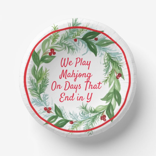 Watercolor Weihnachtsfest Wreath MAHJONG Pappteller (Vorderseite)