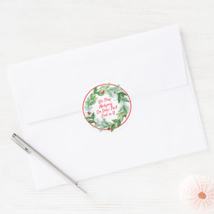 Watercolor Weihnachtsfest Wreath MAHJONG Runder Aufkleber