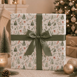 Watercolor-Weihnachtsgrün-Verpackungspapier Geschenkpapier