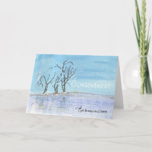 Watercolor-Weihnachtskarte "Zufriedenheit" Feiertagskarte