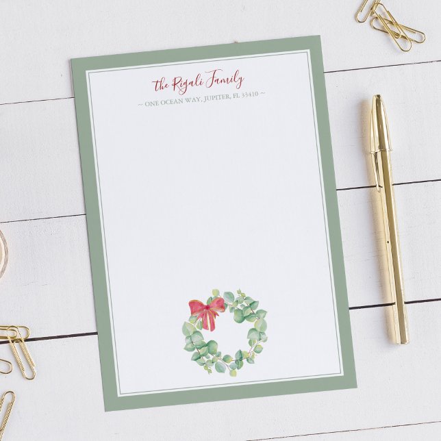 Watercolor Weihnachtskranz Danke Mitteilungskarte (blank Christmas note cards features watercolor wreath art by Victoria Grigaliunas)
