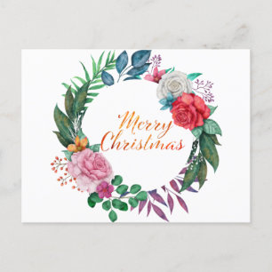 Watercolor Weihnachtskraut Frohe Weihnachten Postkarte