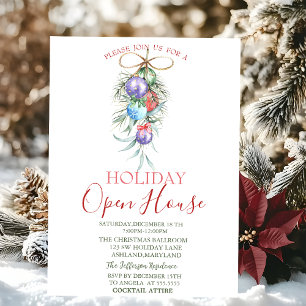 Watercolor Weihnachtskugeln Open House   Einladung