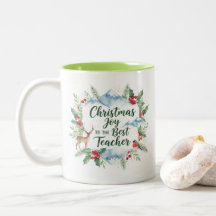 Watercolor-Weihnachtslehrer-Tasse – Winter