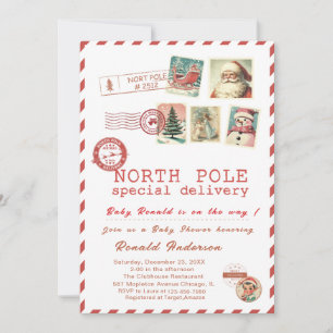 Watercolor Weihnachtsmann Baby Winter Baby Shower  Einladung