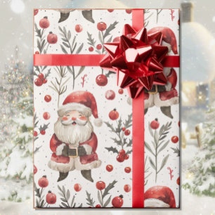Watercolor Weihnachtsmann Land Hütte Weihnachten Geschenkpapier