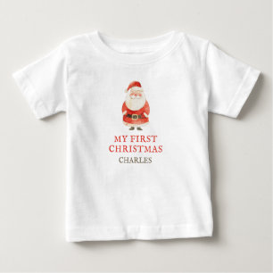 Watercolor Weihnachtsmann mein erster Weihnachtsna Baby T-shirt