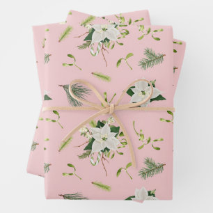 Watercolor-Weihnachtsstern, Immergrün Weihnachten Geschenkpapier Set