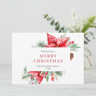Watercolor-Weihnachtsstern-Mistel-Weihnachtsgruß Feiertagskarte