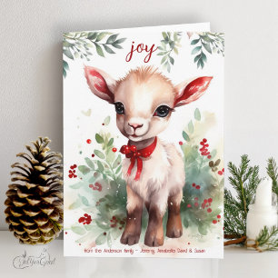 Watercolor-Weihnachtsziege Baby Freude Karte