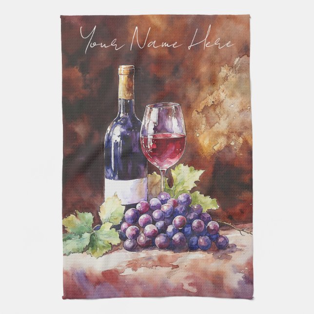 Watercolor Wein Geschirrtuch (Vertikal)