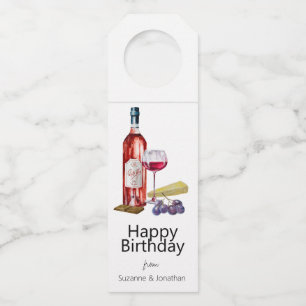 Watercolor Wein Lover Geburtstag Flasche Hanger Ta Flaschenanhänger