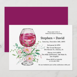 Watercolor Weinkeller und Weine Glass Flora Abende Einladung