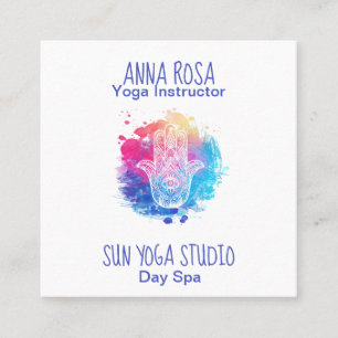 *~* Watercolor-Wellness-Center Hamsa Handyoga Quadratische Visitenkarte