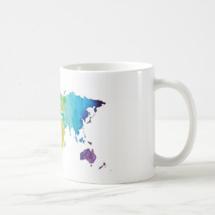 Watercolor-Weltkarte - Tasse