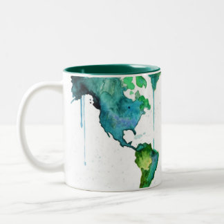 Watercolor-WeltTasse Zweifarbige Tasse