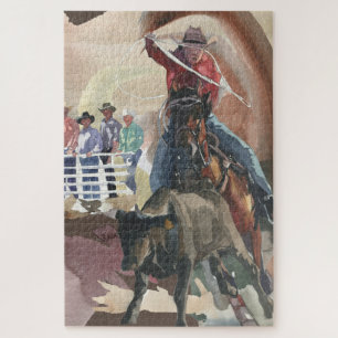 Watercolor Western Rodeo Cowboy Puzzle